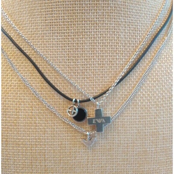 Vintage Emporio Armani 925 Sterling Multi Strand and Pendants Unisex Necklace - Picture 8 of 8